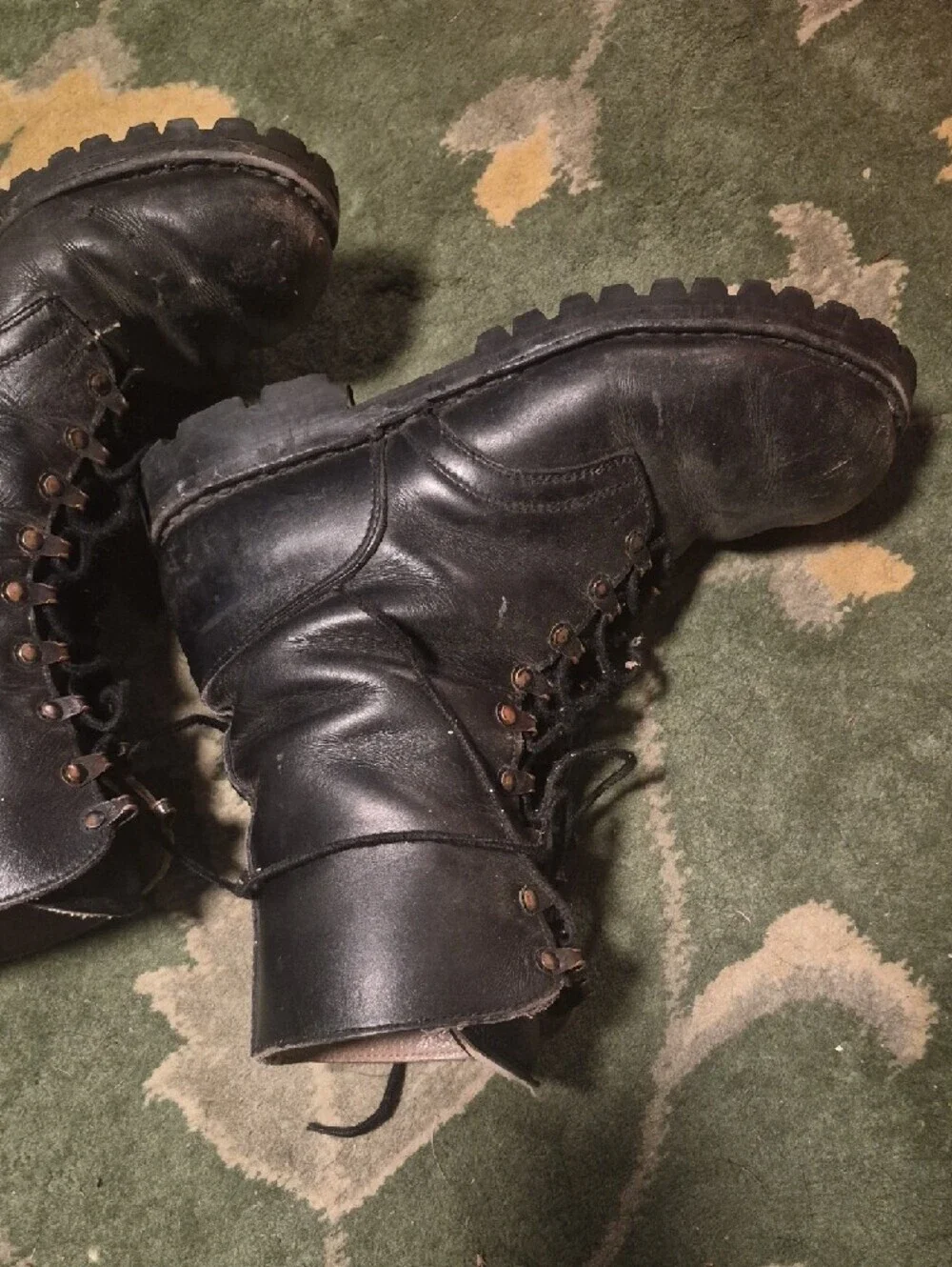 Men's Black Leather Lace-Up Work Boots